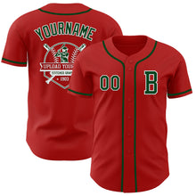 Load image into Gallery viewer, Custom Red Green-White Authentic Baseball Jersey