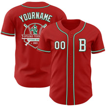 Load image into Gallery viewer, Custom Red White-Kelly Green Authentic Baseball Jersey