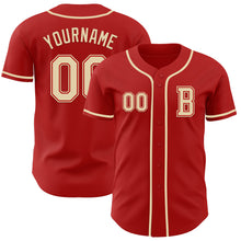Load image into Gallery viewer, Custom Red Cream Authentic Baseball Jersey