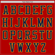 Load image into Gallery viewer, Custom Red Navy-Yellow Authentic Baseball Jersey