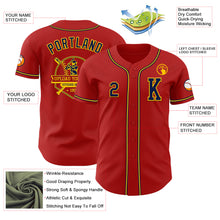 Load image into Gallery viewer, Custom Red Navy-Yellow Authentic Baseball Jersey