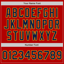 Load image into Gallery viewer, Custom Red Navy-Yellow Authentic Baseball Jersey