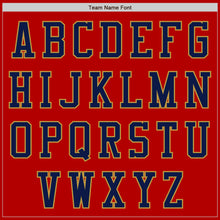 Load image into Gallery viewer, Custom Red Navy-Old Gold Authentic Baseball Jersey