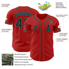 Load image into Gallery viewer, Custom Red Black-Teal Authentic Baseball Jersey