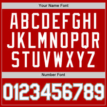 Load image into Gallery viewer, Custom Red Light Blue-Old Gold Authentic Throwback Basketball Jersey