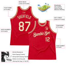 Load image into Gallery viewer, Custom Red Cream Authentic Throwback Basketball Jersey