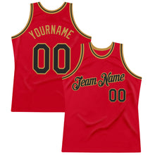 Load image into Gallery viewer, Custom Red Black-Old Gold Authentic Throwback Basketball Jersey