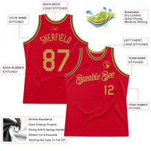 Load image into Gallery viewer, Custom Red Old Gold-Black Authentic Throwback Basketball Jersey