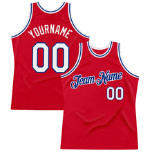 Load image into Gallery viewer, Custom Red White-Royal Authentic Throwback Basketball Jersey