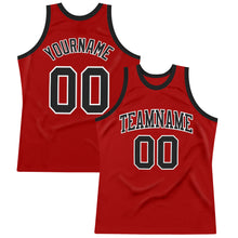 Load image into Gallery viewer, Custom Red Black-White Authentic Throwback Basketball Jersey