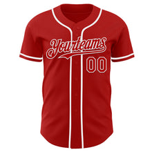 Load image into Gallery viewer, Custom Red White Authentic Baseball Jersey