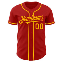 Load image into Gallery viewer, Custom Red Gold Authentic Baseball Jersey