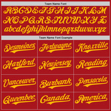 Load image into Gallery viewer, Custom Red Gold Authentic Baseball Jersey
