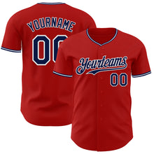 Load image into Gallery viewer, Custom Red Navy-White Authentic Baseball Jersey