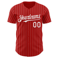 Load image into Gallery viewer, Custom Red White Pinstripe White Authentic Baseball Jersey