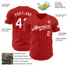 Load image into Gallery viewer, Custom Red White Pinstripe White Authentic Baseball Jersey