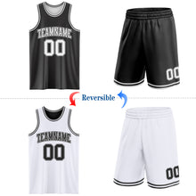 Load image into Gallery viewer, Custom Reversible Black White Double Side Sublimation Basketball Suit Jersey