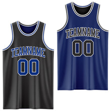 Load image into Gallery viewer, Custom Reversible Black Royal-White Double Side Sublimation Basketball Suit Jersey