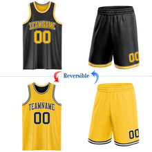 Load image into Gallery viewer, Custom Reversible Black Gold-White Double Side Sublimation Basketball Suit Jersey