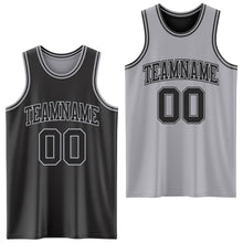 Load image into Gallery viewer, Custom Reversible Black Gray Double Side Sublimation Basketball Suit Jersey