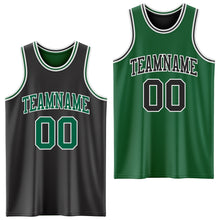 Load image into Gallery viewer, Custom Reversible Black Kelly Green-White Double Side Sublimation Basketball Suit Jersey