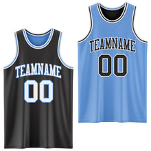Load image into Gallery viewer, Custom Reversible Black White-Light Blue Double Side Sublimation Basketball Suit Jersey