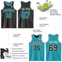 Load image into Gallery viewer, Custom Reversible Black Teal-White Double Side Sublimation Basketball Suit Jersey