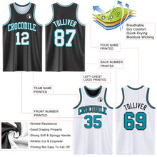 Load image into Gallery viewer, Custom Reversible Black White-Teal Double Side Sublimation Basketball Suit Jersey
