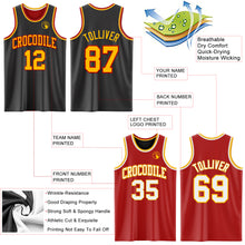 Load image into Gallery viewer, Custom Reversible Black Gold-Red Double Side Sublimation Basketball Suit Jersey