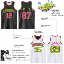 Load image into Gallery viewer, Custom Reversible Black Pink-Neon Green Double Side Sublimation Basketball Suit Jersey