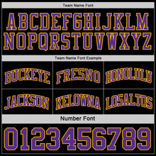 Load image into Gallery viewer, Custom Reversible Black Purple-Gold Double Side Sublimation Basketball Suit Jersey