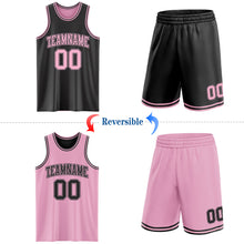 Load image into Gallery viewer, Custom Reversible Black Light Pink Double Side Sublimation Basketball Suit Jersey