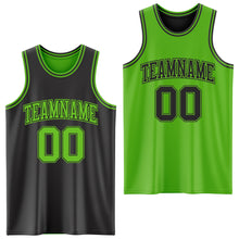 Load image into Gallery viewer, Custom Reversible Black Aurora Green Double Side Sublimation Basketball Suit Jersey