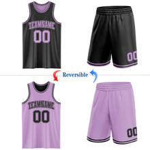 Load image into Gallery viewer, Custom Reversible Black Light Purple Double Side Sublimation Basketball Suit Jersey