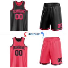 Load image into Gallery viewer, Custom Reversible Black Neon Pink Double Side Sublimation Basketball Suit Jersey