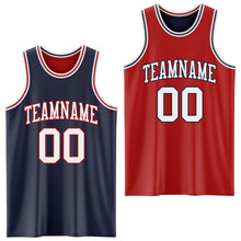 Load image into Gallery viewer, Custom Navy White-Red Reversible Double Side Sublimation Basketball Suit Jersey