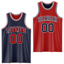 Load image into Gallery viewer, Custom Navy Red-White Reversible Double Side Sublimation Basketball Suit Jersey