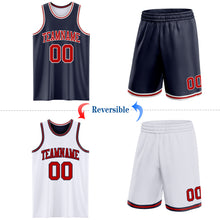 Load image into Gallery viewer, Custom Navy Red-White Reversible Double Side Sublimation Basketball Suit Jersey