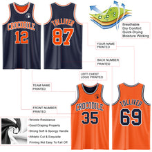 Load image into Gallery viewer, Custom Navy Orange-White Reversible Double Side Sublimation Basketball Suit Jersey