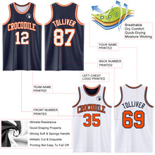 Load image into Gallery viewer, Custom Navy White-Orange Reversible Double Side Sublimation Basketball Suit Jersey