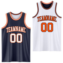 Load image into Gallery viewer, Custom Navy White-Orange Reversible Double Side Sublimation Basketball Suit Jersey