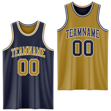 Load image into Gallery viewer, Custom Navy Old Gold-White Reversible Double Side Sublimation Basketball Suit Jersey