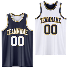 Load image into Gallery viewer, Custom Navy White-Old Gold Reversible Double Side Sublimation Basketball Suit Jersey