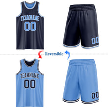 Load image into Gallery viewer, Custom Navy Light Blue-White Reversible Double Side Sublimation Basketball Suit Jersey