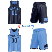Load image into Gallery viewer, Custom Navy Light Blue Reversible Double Side Sublimation Basketball Suit Jersey