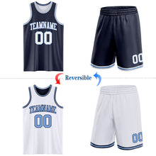 Load image into Gallery viewer, Custom Navy White-Light Blue Reversible Double Side Sublimation Basketball Suit Jersey