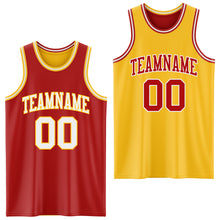 Load image into Gallery viewer, Custom Red White-Gold Reversible Double Side Sublimation Basketball Suit Jersey