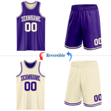 Load image into Gallery viewer, Custom Reversible Purple Cream Double Side Sublimation Basketball Suit Jersey