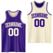 Load image into Gallery viewer, Custom Reversible Purple Cream Double Side Sublimation Basketball Suit Jersey