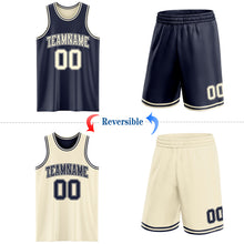 Load image into Gallery viewer, Custom Reversible Navy Cream Double Side Sublimation Basketball Suit Jersey